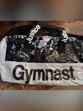 Justice Black & Silver Sequin Gym Tote